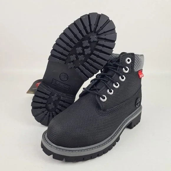 Timberland 6 IN Helcor Black Leather Waterproof Boot KIDS - Picture 9 of 12